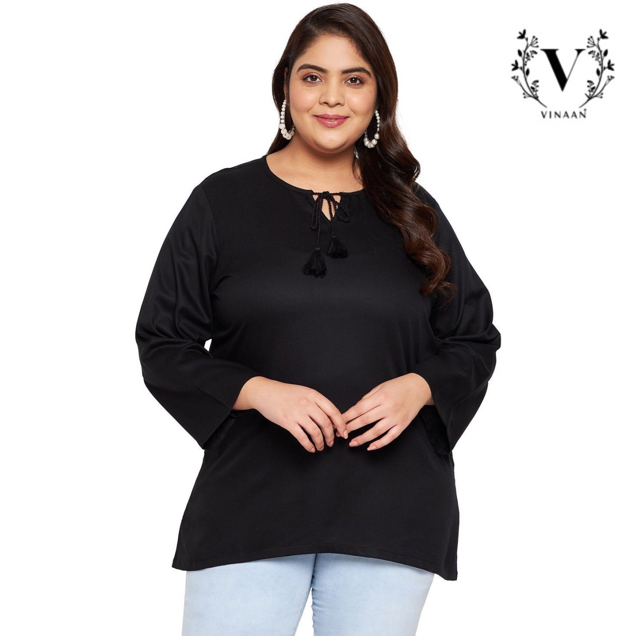 Black Tie Up Neck Top