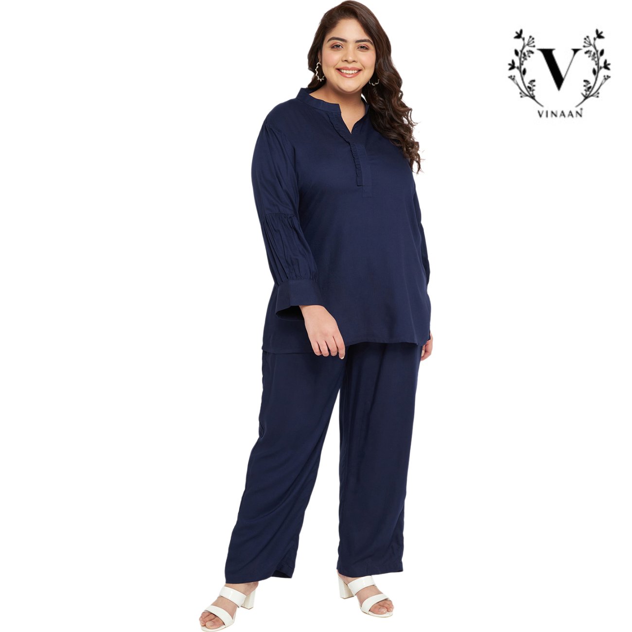 Navy Blue Pleated Co-ord Set