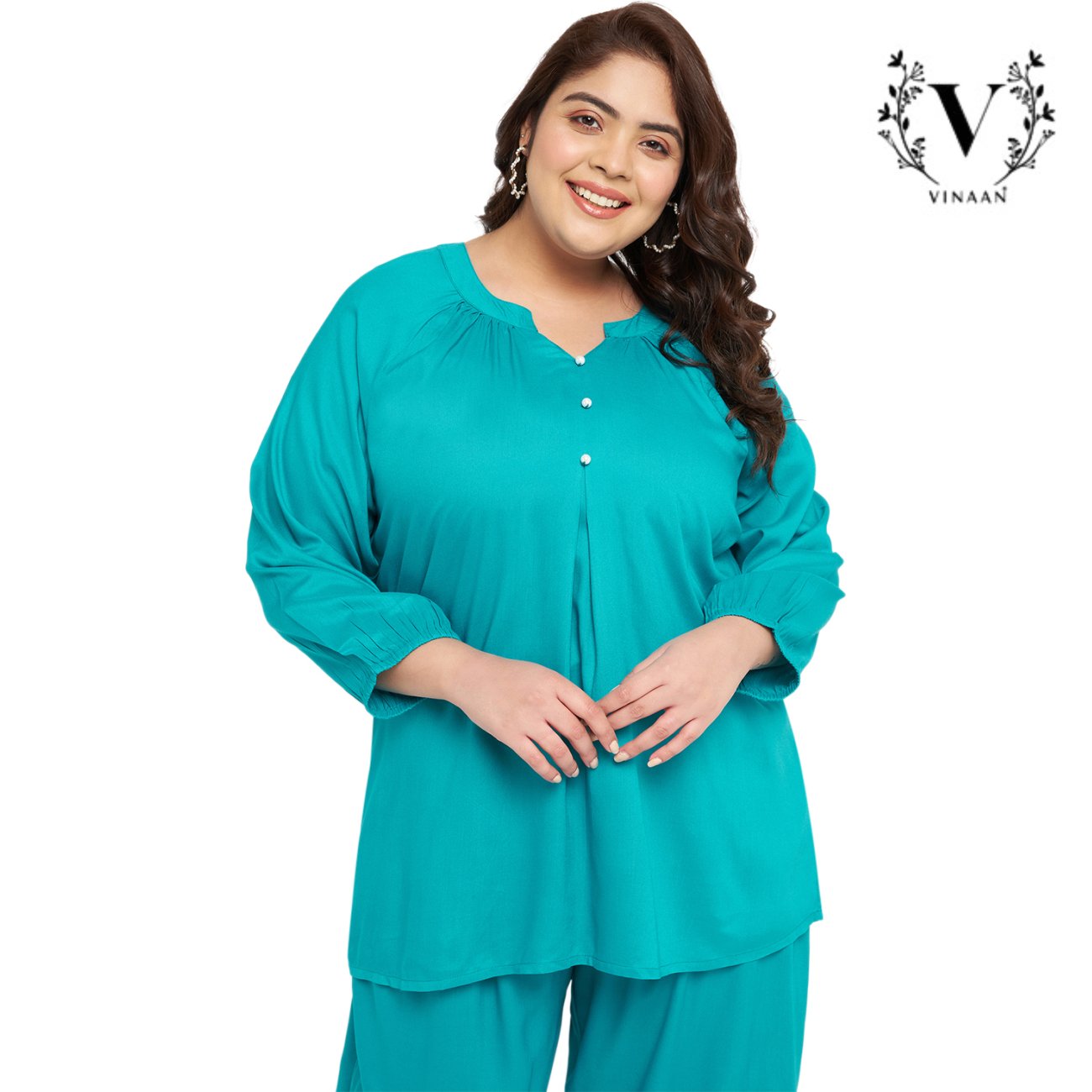 Teal Color Pearl Co-ord Set