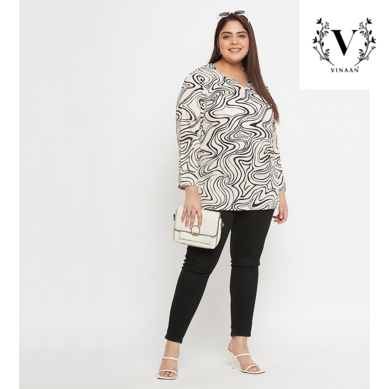 Wavy Line Printed Top - Image 2