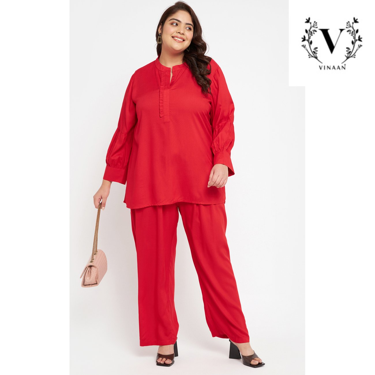 Cadmium Red Pleated Co-ord Set - Image 6