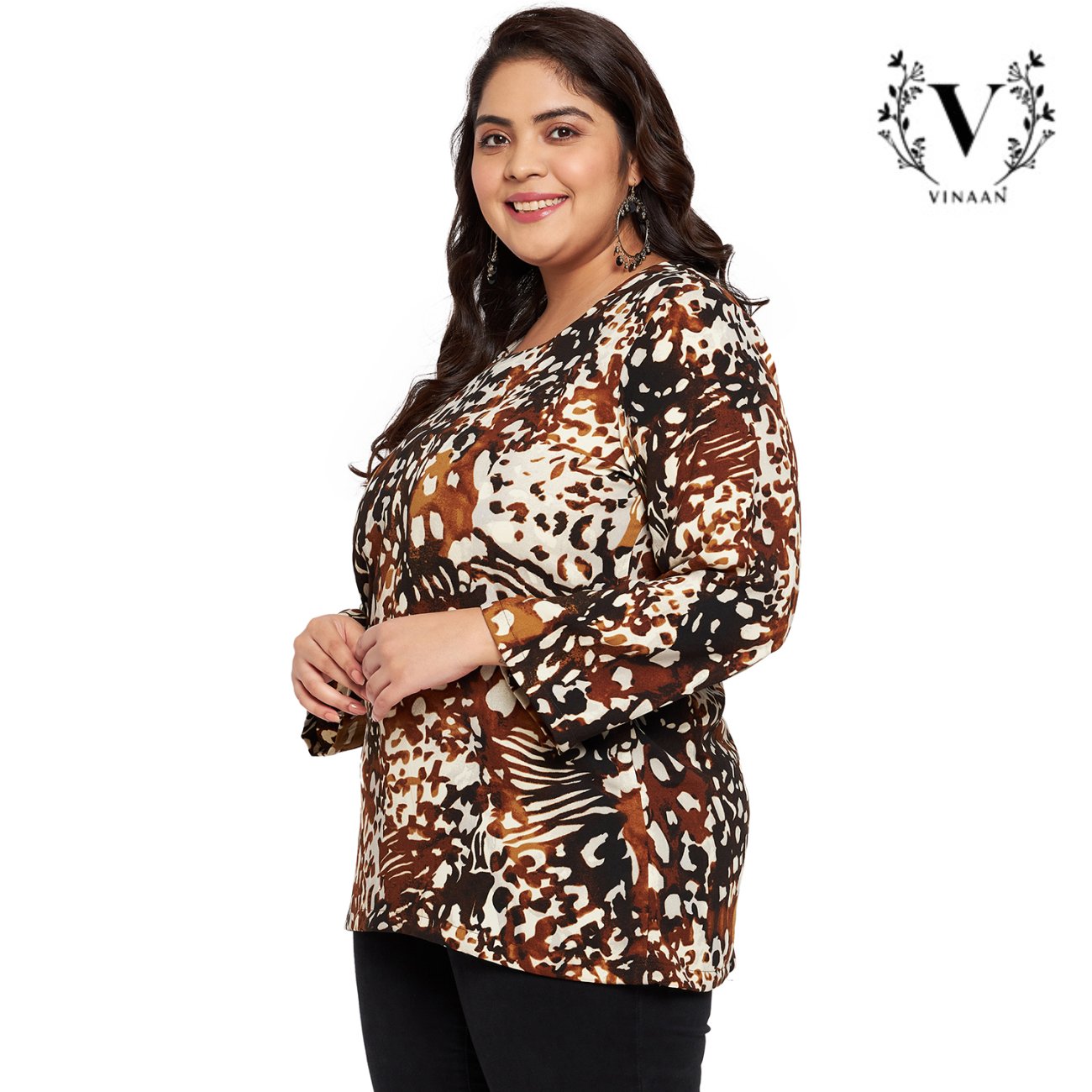 Digital Brown Printed Top - Image 5
