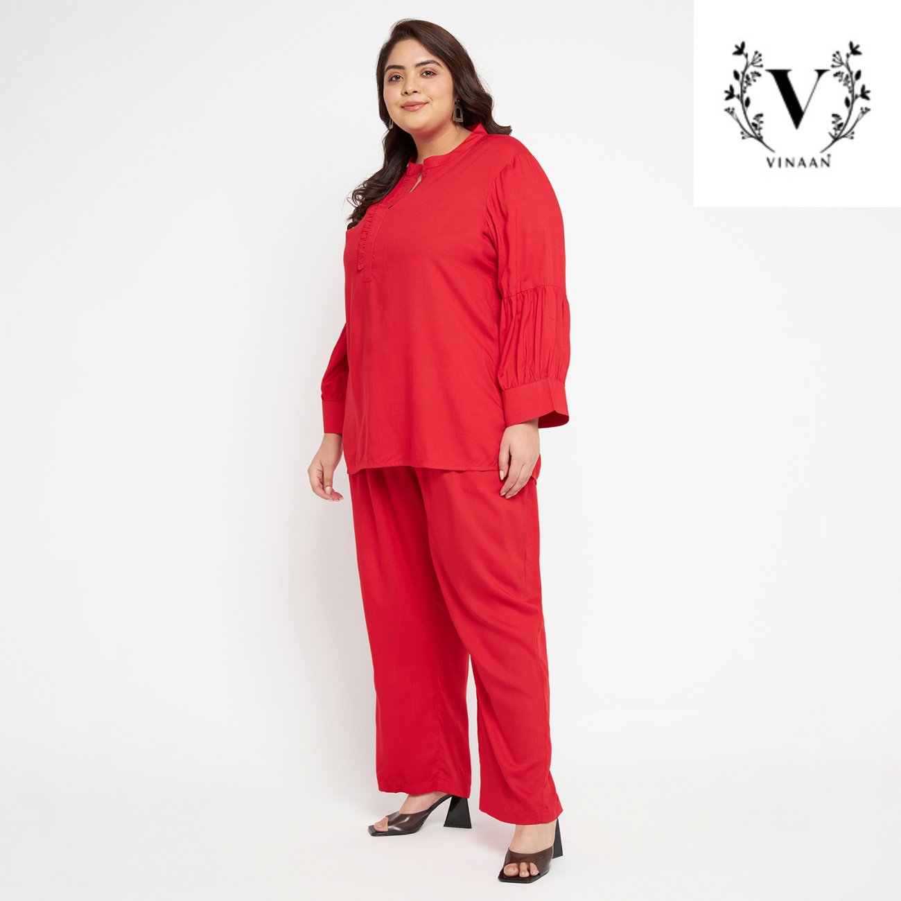Cadmium Red Pleated Co-ord Set - Image 7