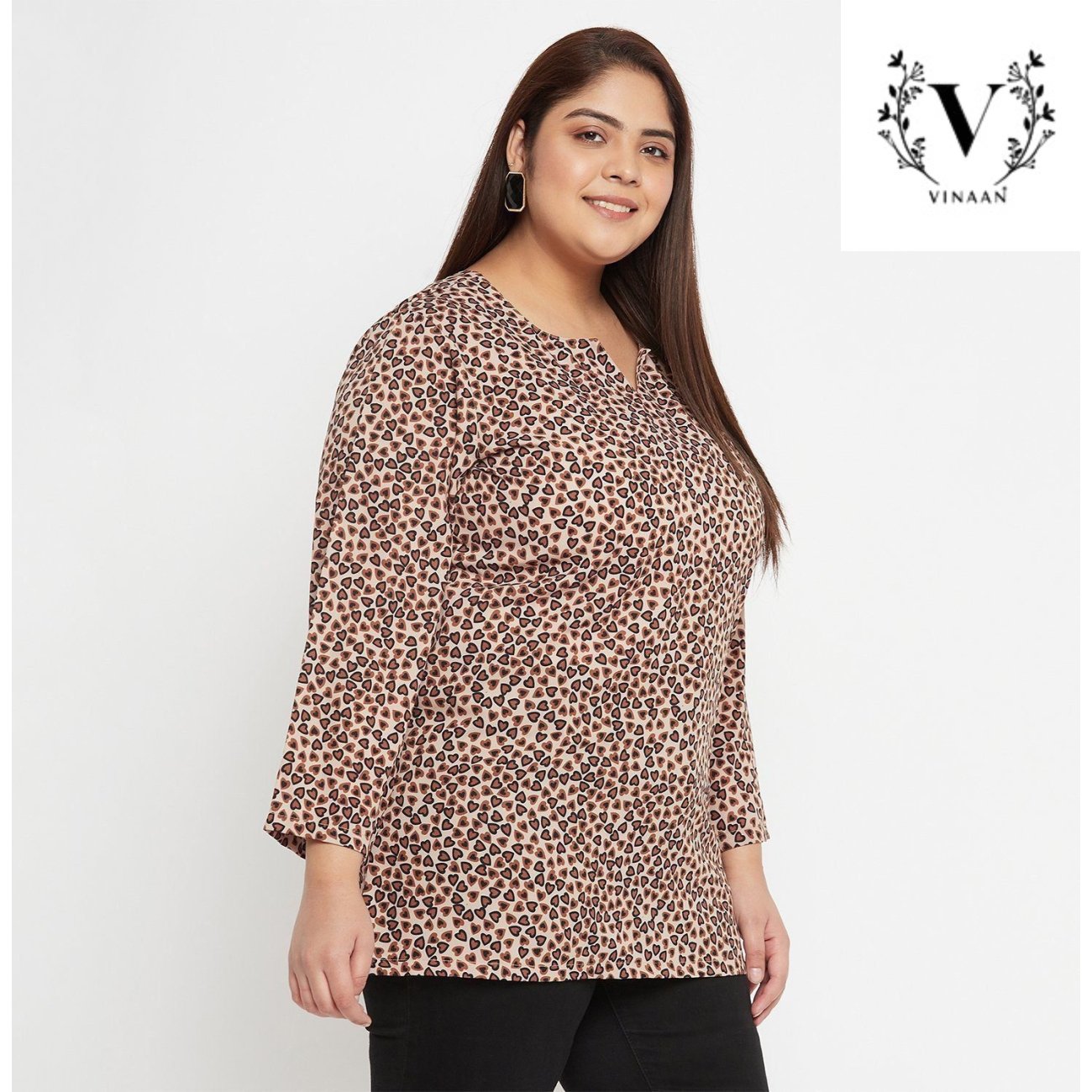 A Brown Top With a Heart Print - Image 6