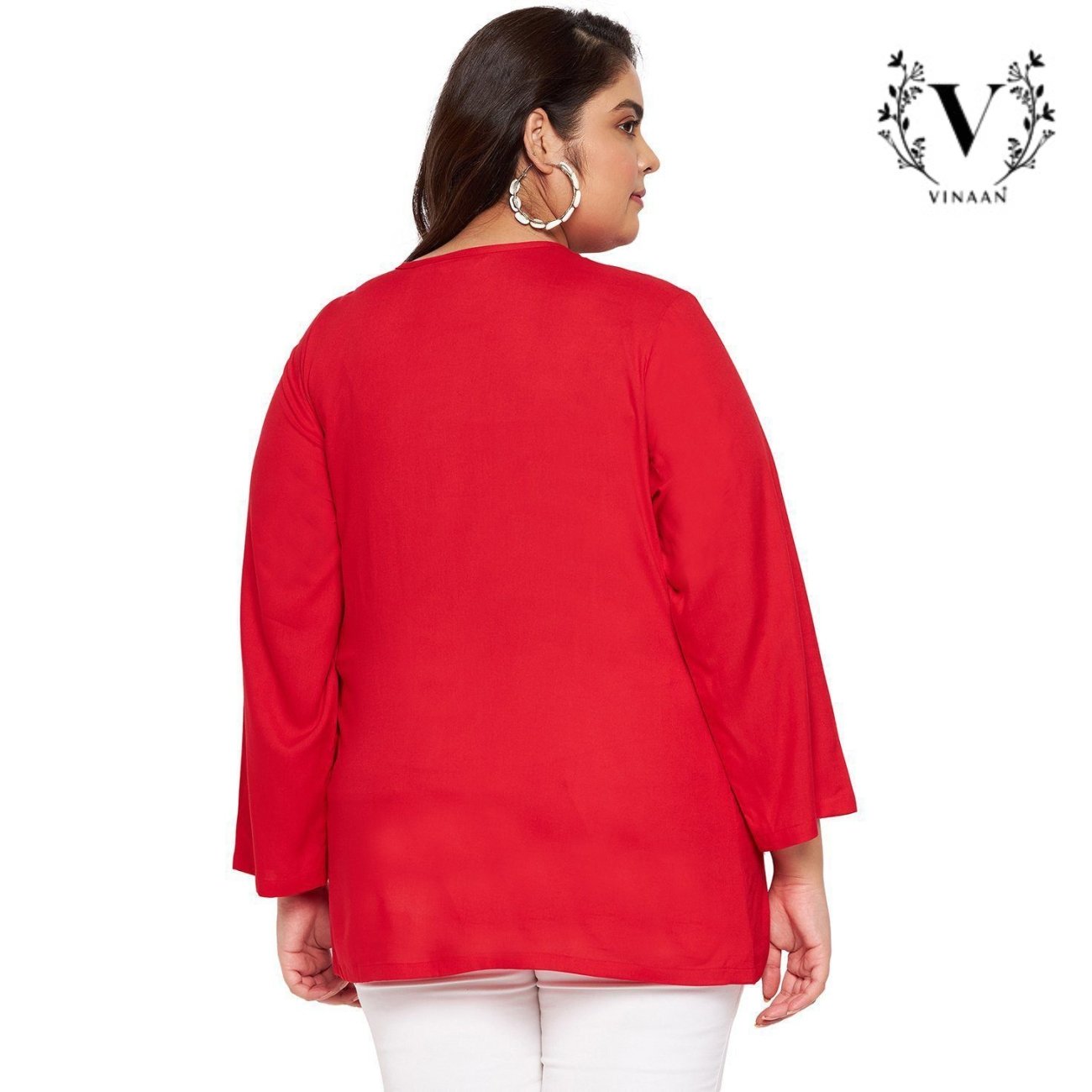 Cadmium Red Tie Up Neck Top - Image 5