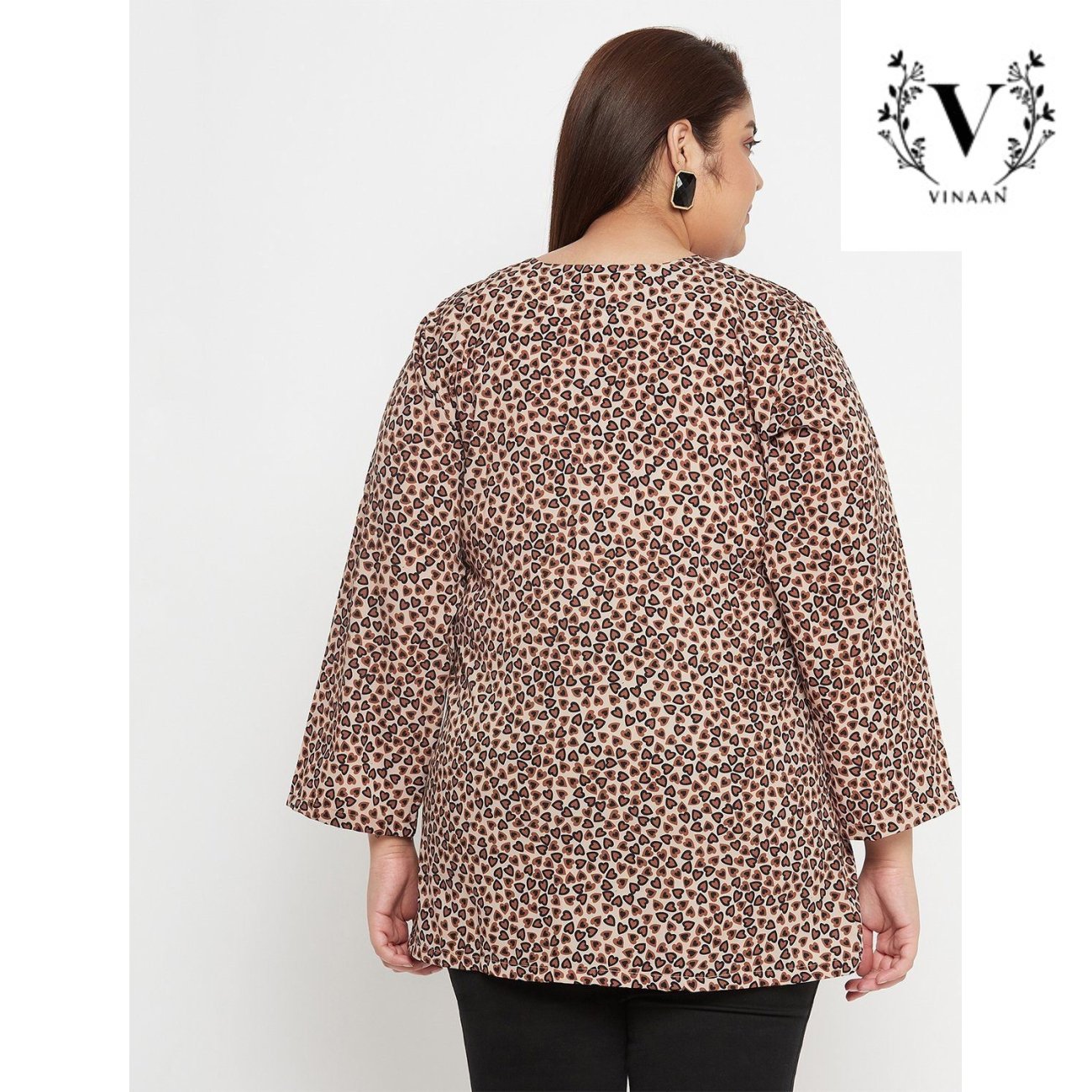 A Brown Top With a Heart Print - Image 2