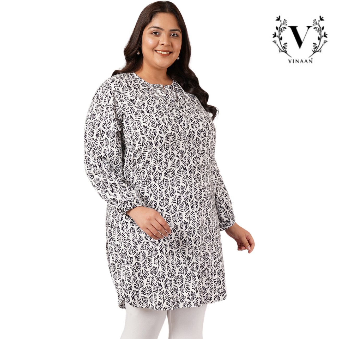 Tropical Blue Leaf Tunic - Image 3