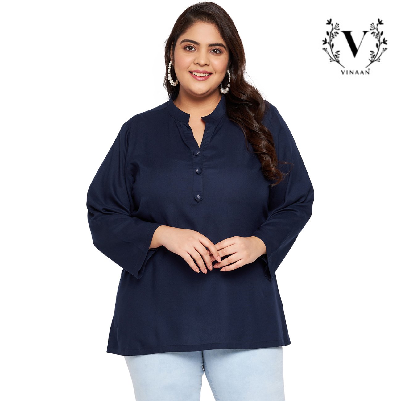 Navy blue collar top
