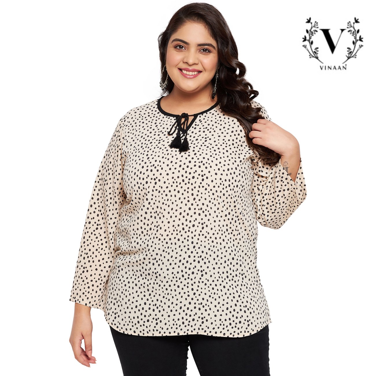 Ecru polka dot top
