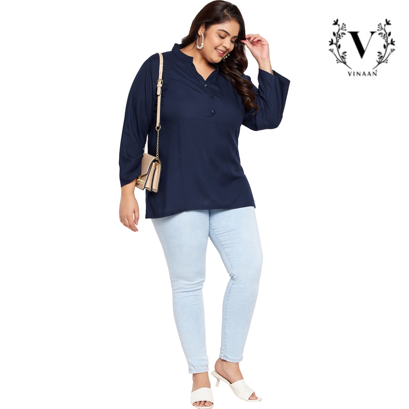 Navy blue collar top - Image 3