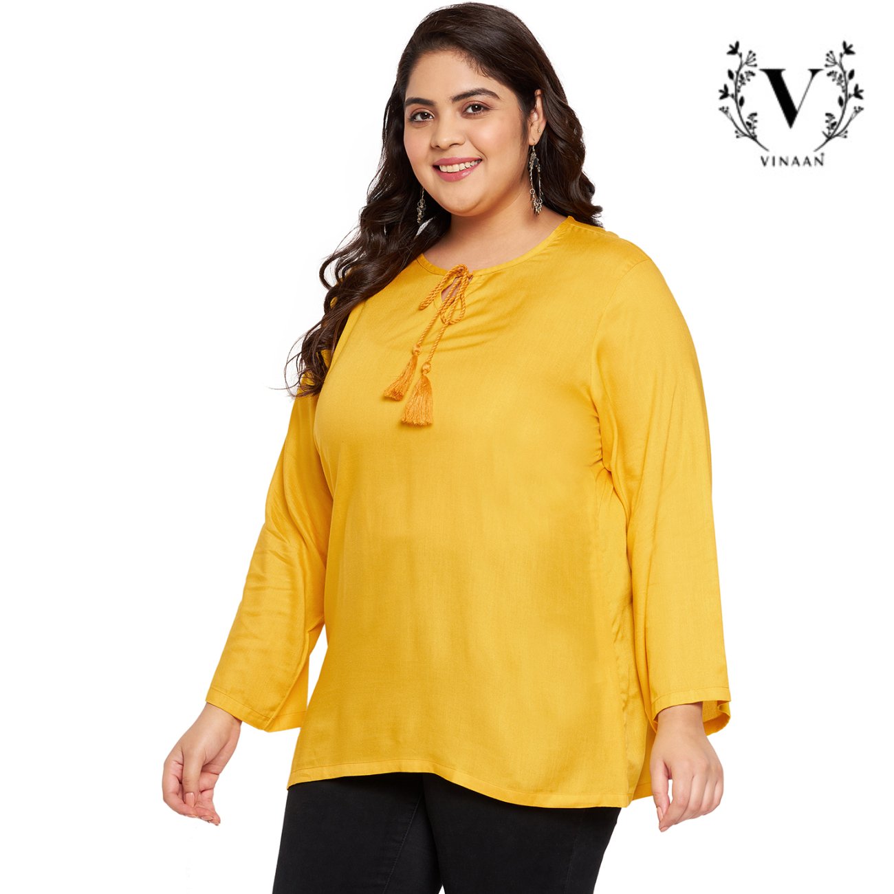 Golden yellow tie up neck top - Image 6
