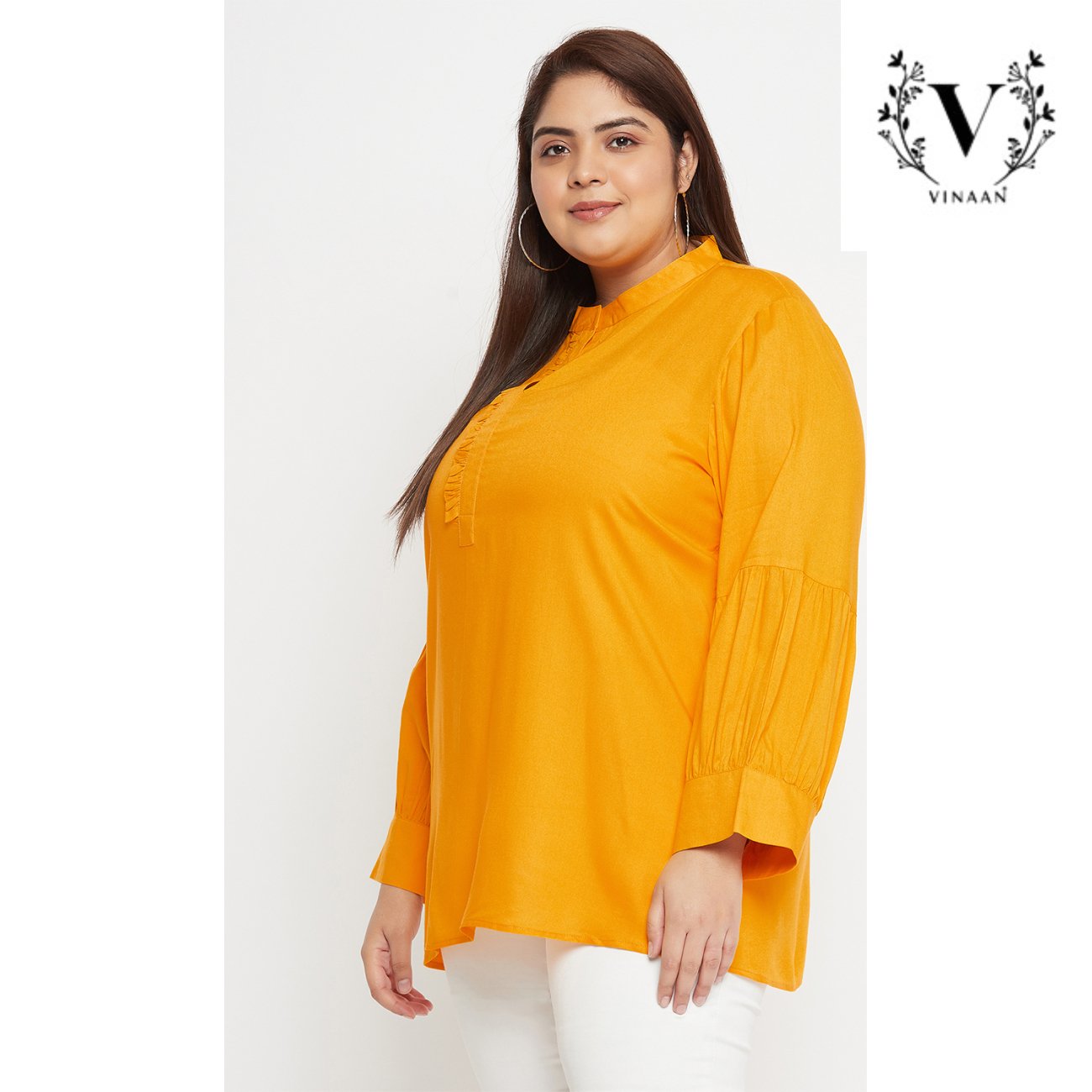Golden olive pleated sleeves top - Image 3