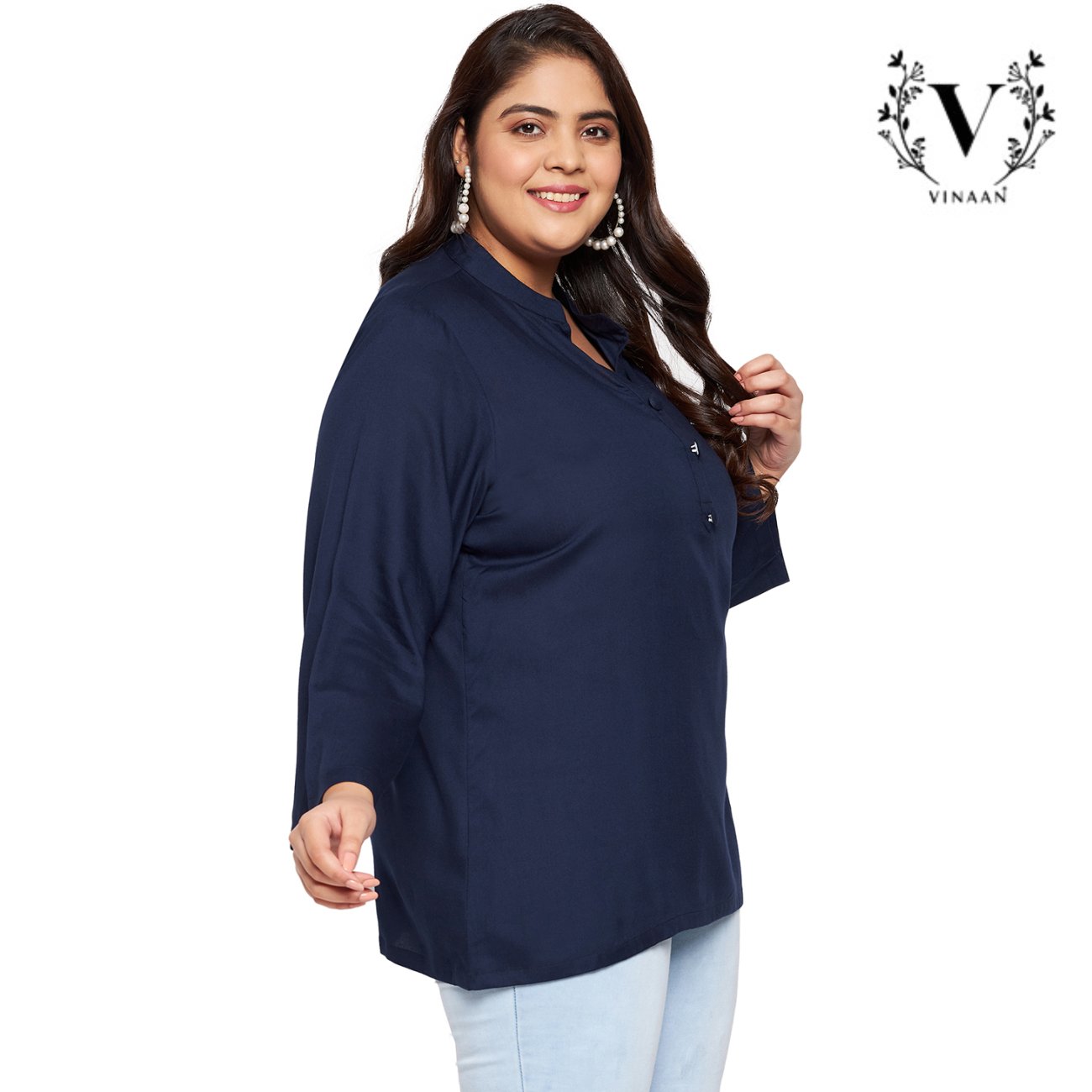 Navy blue collar top - Image 5