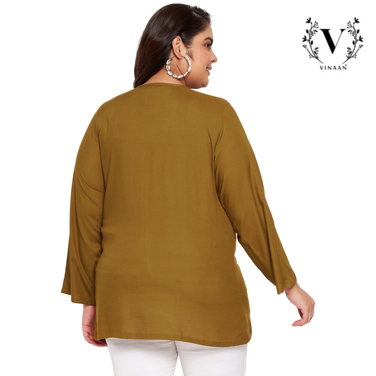 Golden olive tie up neck top - Image 6