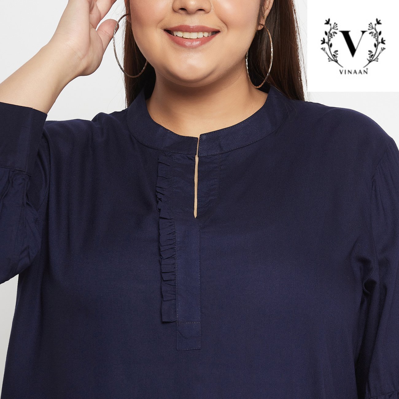 Navy Blue Pleated sleeves top - Image 6