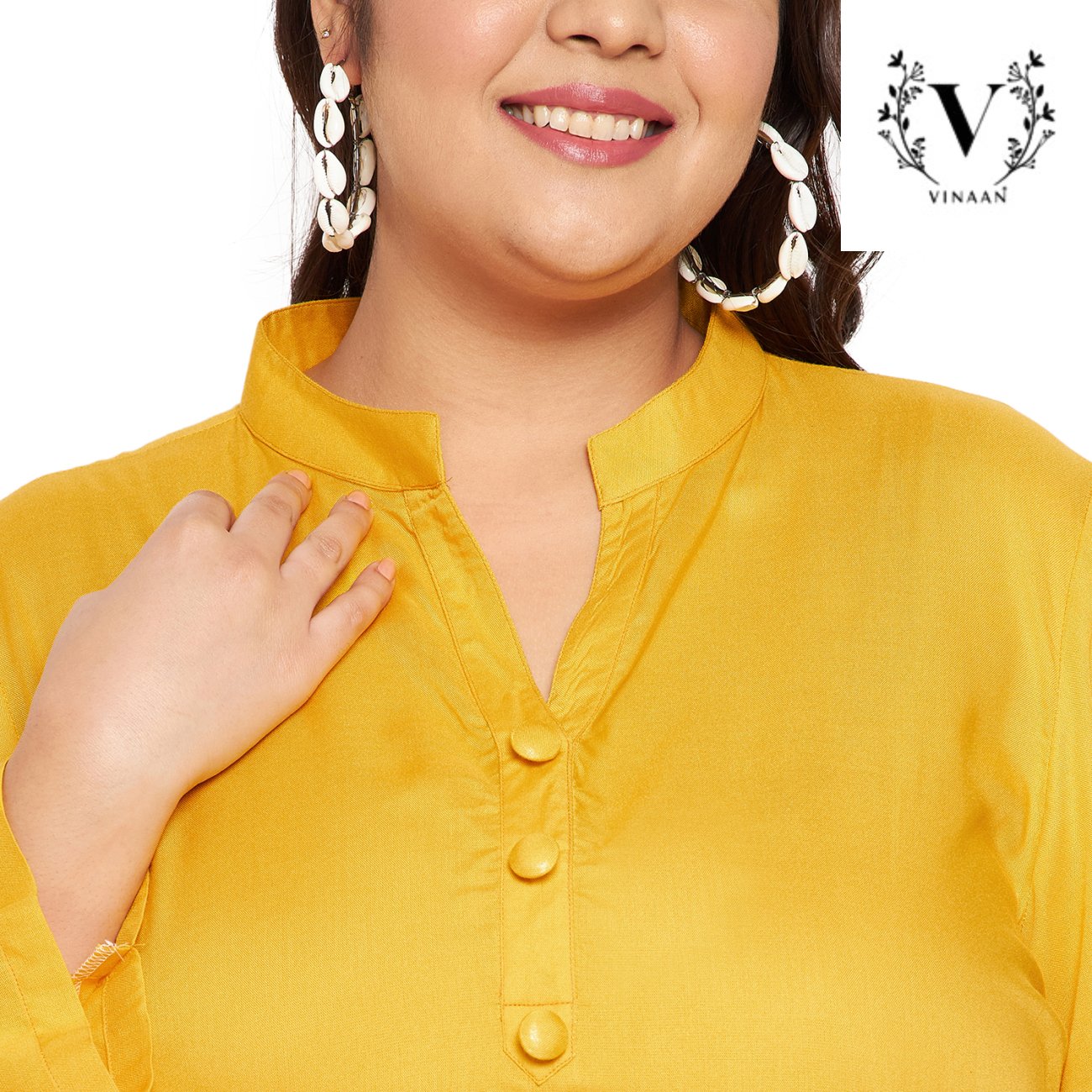 Golden yellow mandarin collar top - Image 6