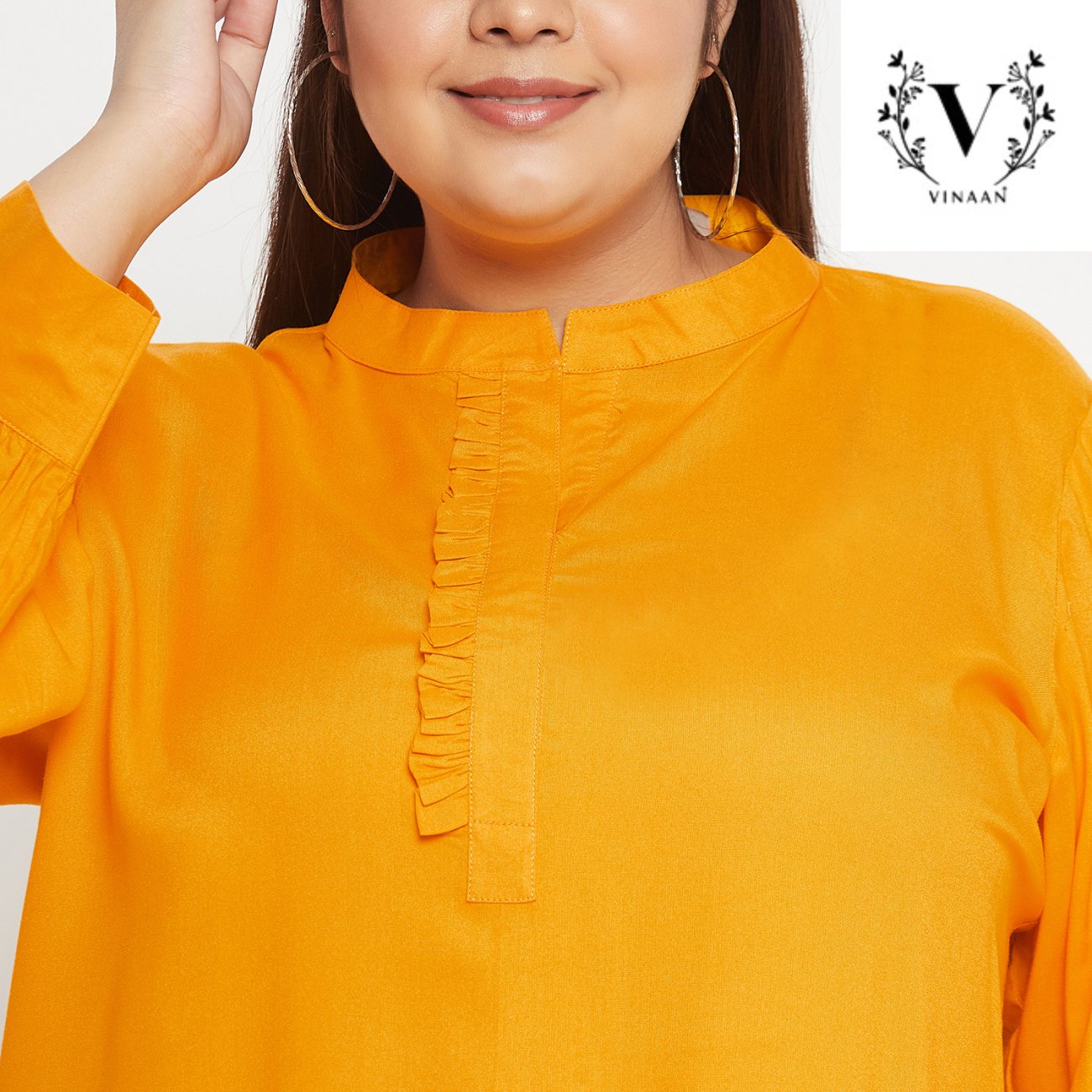 Golden olive pleated sleeves top - Image 6